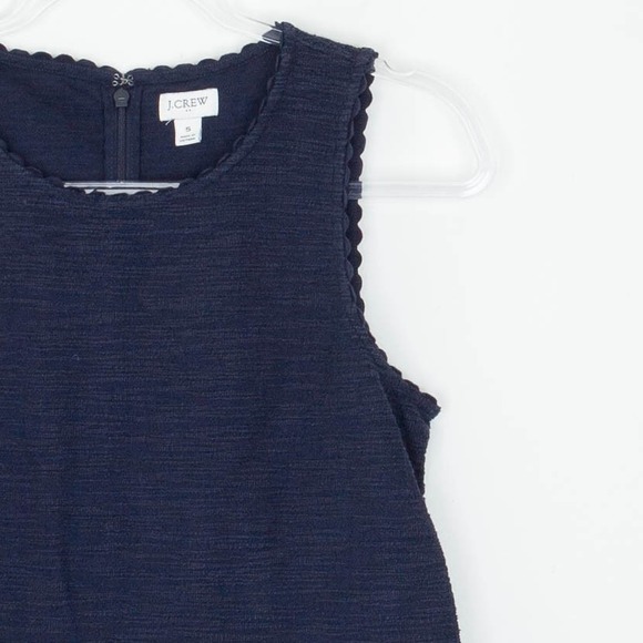 J. Crew Womens Navy Textured Scalloped Neck Sleeveless Shell Top Size S Career - Picture 2 of 8